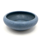 Early Zanesville Matte Blue Glazed Yellow Clay Low Bowl / Bulb Planter