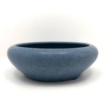 Early Zanesville Matte Blue Glazed Yellow Clay Low Bowl / Bulb Planter