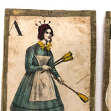 C. 1830s Handmade, Hand-colored Oversized Cards (Set of 24) Adapted from D.W. Kellogg's Alphabet of Different Nations