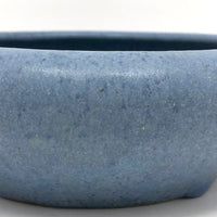 Early Zanesville Matte Blue Glazed Yellow Clay Low Bowl / Bulb Planter