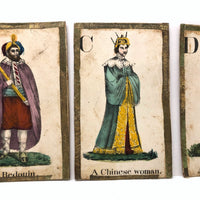 C. 1830s Handmade, Hand-colored Oversized Cards (Set of 24) Adapted from D.W. Kellogg's Alphabet of Different Nations