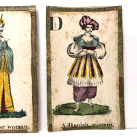 C. 1830s Handmade, Hand-colored Oversized Cards (Set of 24) Adapted from D.W. Kellogg's Alphabet of Different Nations