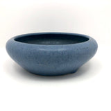 Early Zanesville Matte Blue Glazed Yellow Clay Low Bowl / Bulb Planter