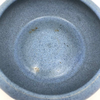 Early Zanesville Matte Blue Glazed Yellow Clay Low Bowl / Bulb Planter
