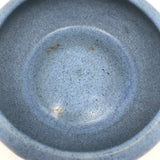 Early Zanesville Matte Blue Glazed Yellow Clay Low Bowl / Bulb Planter