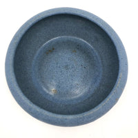 Early Zanesville Matte Blue Glazed Yellow Clay Low Bowl / Bulb Planter