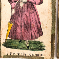 C. 1830s Handmade, Hand-colored Oversized Cards (Set of 24) Adapted from D.W. Kellogg's Alphabet of Different Nations