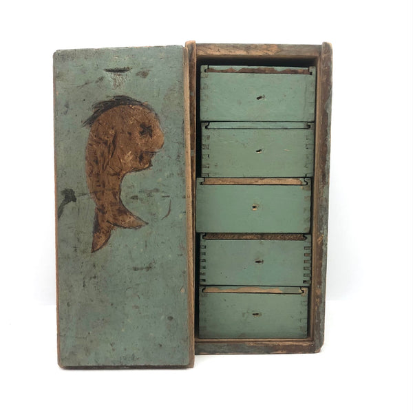 folk art tackle box Folk Art Fishing Lure Box with Fish (and Five Interior Boxes) – critical EYE Finds