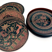 Burmese Yun-De Lacquer Box with 10 Plates
