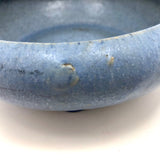 Early Zanesville Matte Blue Glazed Yellow Clay Low Bowl / Bulb Planter
