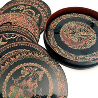 Burmese Yun-De Lacquer Box with 10 Plates