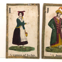 C. 1830s Handmade, Hand-colored Oversized Cards (Set of 24) Adapted from D.W. Kellogg's Alphabet of Different Nations