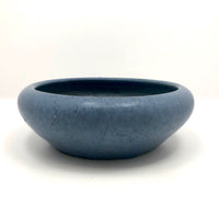 Early Zanesville Matte Blue Glazed Yellow Clay Low Bowl / Bulb Planter