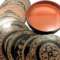 Burmese Yun-De Lacquer Box with 10 Plates