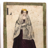 C. 1830s Handmade, Hand-colored Oversized Cards (Set of 24) Adapted from D.W. Kellogg's Alphabet of Different Nations