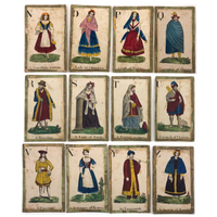 C. 1830s Handmade, Hand-colored Oversized Cards (Set of 24) Adapted from D.W. Kellogg's Alphabet of Different Nations