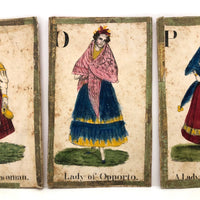 C. 1830s Handmade, Hand-colored Oversized Cards (Set of 24) Adapted from D.W. Kellogg's Alphabet of Different Nations
