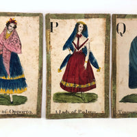 C. 1830s Handmade, Hand-colored Oversized Cards (Set of 24) Adapted from D.W. Kellogg's Alphabet of Different Nations