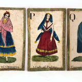 C. 1830s Handmade, Hand-colored Oversized Cards (Set of 24) Adapted from D.W. Kellogg's Alphabet of Different Nations
