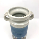 Pretty Hand-painted Cream and Blue Handled Vase, Presumed Mid-C Scandanavian
