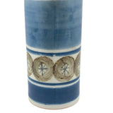 Pretty Hand-painted Cream and Blue Handled Vase, Presumed Mid-C Scandanavian