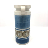Pretty Hand-painted Cream and Blue Handled Vase, Presumed Mid-C Scandanavian
