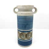 Pretty Hand-painted Cream and Blue Handled Vase, Presumed Mid-C Scandanavian