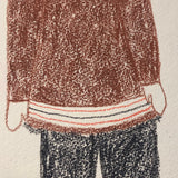 Large Signed Inuit Crayon and Graphite Drawing of Many Figures