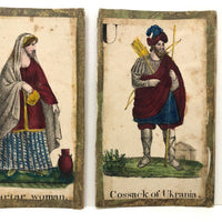 C. 1830s Handmade, Hand-colored Oversized Cards (Set of 24) Adapted from D.W. Kellogg's Alphabet of Different Nations