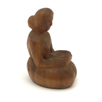 Tiny Cherokee Carving of Woman Holding Bowl by Watty