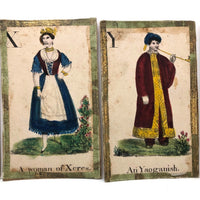 C. 1830s Handmade, Hand-colored Oversized Cards (Set of 24) Adapted from D.W. Kellogg's Alphabet of Different Nations