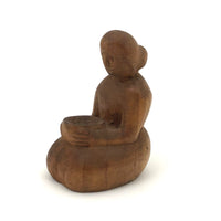 Tiny Cherokee Carving of Woman Holding Bowl by Watty