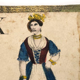 C. 1830s Handmade, Hand-colored Oversized Cards (Set of 24) Adapted from D.W. Kellogg's Alphabet of Different Nations