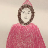 Large Signed Inuit Crayon and Graphite Drawing of Many Figures