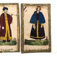 C. 1830s Handmade, Hand-colored Oversized Cards (Set of 24) Adapted from D.W. Kellogg's Alphabet of Different Nations