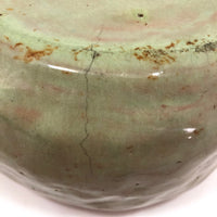 Fabulous Hand-formed Green Glazed Ceramic Face Bowl with Ear Handles