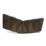Divided Circle Antique Wood and Leather Geometric Form