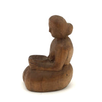 Tiny Cherokee Carving of Woman Holding Bowl by Watty
