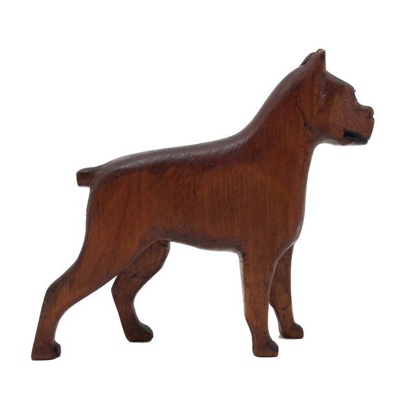 Hand-carved Wooden Boxer Dog