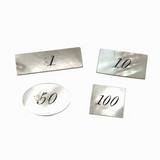 Lovely Antique Etched Mother of Pearl Gaming Chips - Set of Four