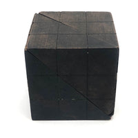 Antique Divided Cube Geometric Solid Wooden Form