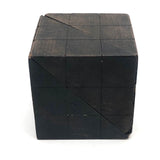 Antique Divided Cube Geometric Solid Wooden Form