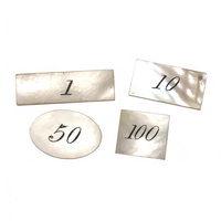 Lovely Antique Etched Mother of Pearl Gaming Chips - Set of Four