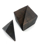 Antique Divided Cube Geometric Solid Wooden Form