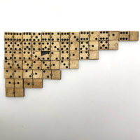 Miniature Antique Bone and Ebony Dominoes with Brass Spinners