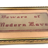 Beware of Modern Love, Old Punch Paper Needlepoint, Framed