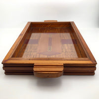 Stunning 1940s Matchstick and Wood Inlay Tramp Art Tray