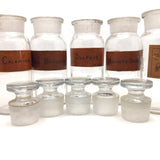 Glass Apothecary Bottles with Handwritten Labels from Houle's Pharmacy, Lowell, MA