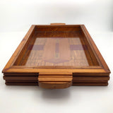 Stunning 1940s Matchstick and Wood Inlay Tramp Art Tray