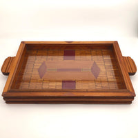 Stunning 1940s Matchstick and Wood Inlay Tramp Art Tray